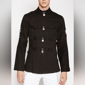 EUC TRIPP NYC Goth Unite Bondage Lock Straight Jacket Black Stretch Unisex Sz L